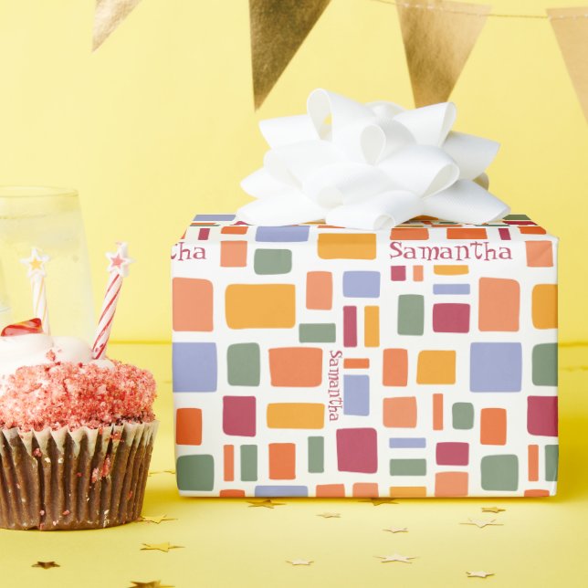 Bright Tropical Colours Wonky Squares & Rectangles Wrapping Paper (Birthday Party)