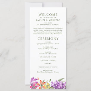 Bright Tropical Floral Abstract Wedding Program