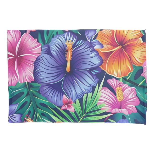 Bright Tropical Floral Pillowcase (Front)