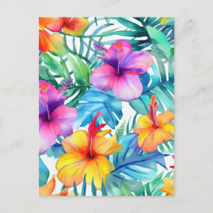 Bright Tropical Floral Seamless Pattern Postcard