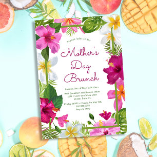 Bright Tropical Floral Vibrant Mother's Day Brunch Invitation