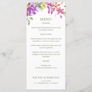 Bright Tropical Floral Wedding Menu