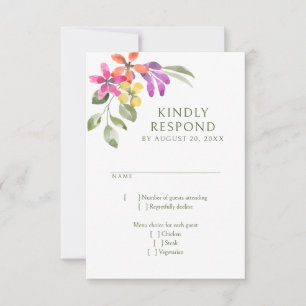 Bright Tropical Floral Wedding RSVP Card