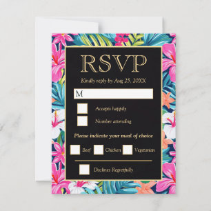 Bright Tropical Hibiscus Wedding RSVP Card