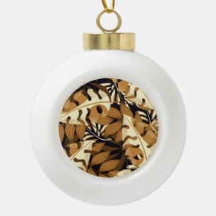 Bright Tropical Leaves Dark Pattern Ceramic Ball Christmas Ornament