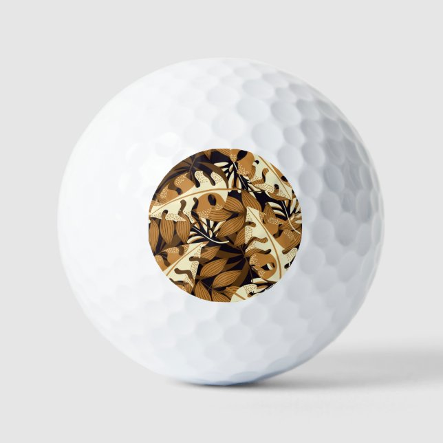 Bright Tropical Leaves Dark Pattern Golf Balls (Front)