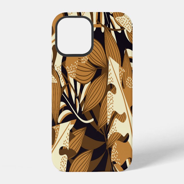 Bright Tropical Leaves Dark Pattern iPhone Case (Back)