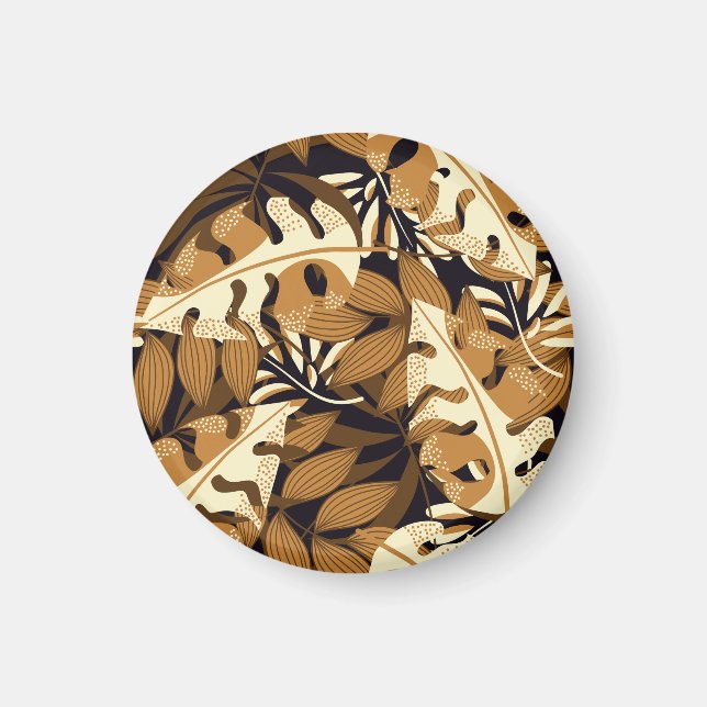 Bright Tropical Leaves Dark Pattern Magnet (Front)