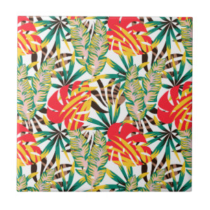 Bright Tropical Pattern Ceramic Tile