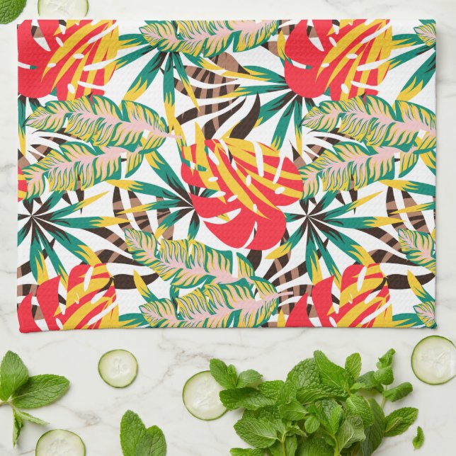 Bright Tropical Pattern Tea Towel (Folded)