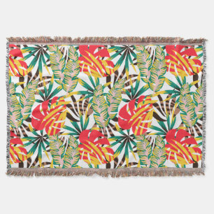 Bright Tropical Pattern Throw Blanket