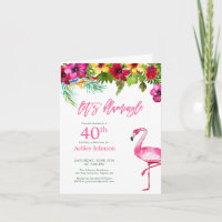 Bright Tropical Pink Let's Flamingo 40th Birthday