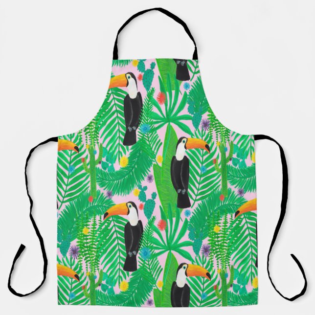 Bright tropical seamless hand drawn pattern with t apron (Front)