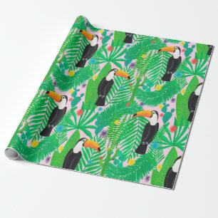 Bright tropical seamless hand drawn pattern with t wrapping paper