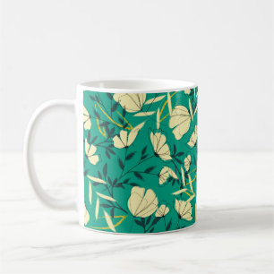 Bright tropical seamless pattern with leaves and p coffee mug