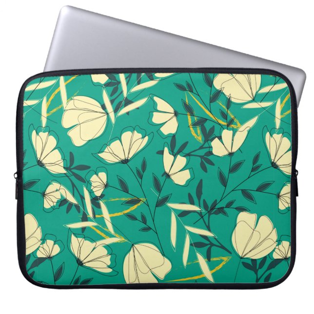 Bright tropical seamless pattern with leaves and p laptop sleeve (Front)