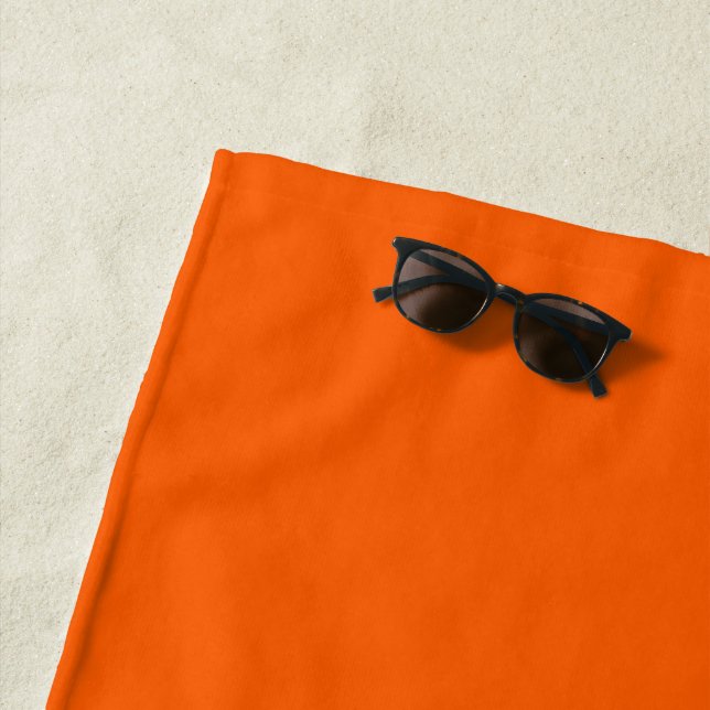 Bright True Orange Solid Colour Beach Towel (In Situ)