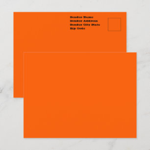 Bright True Orange Solid Colour Postcard