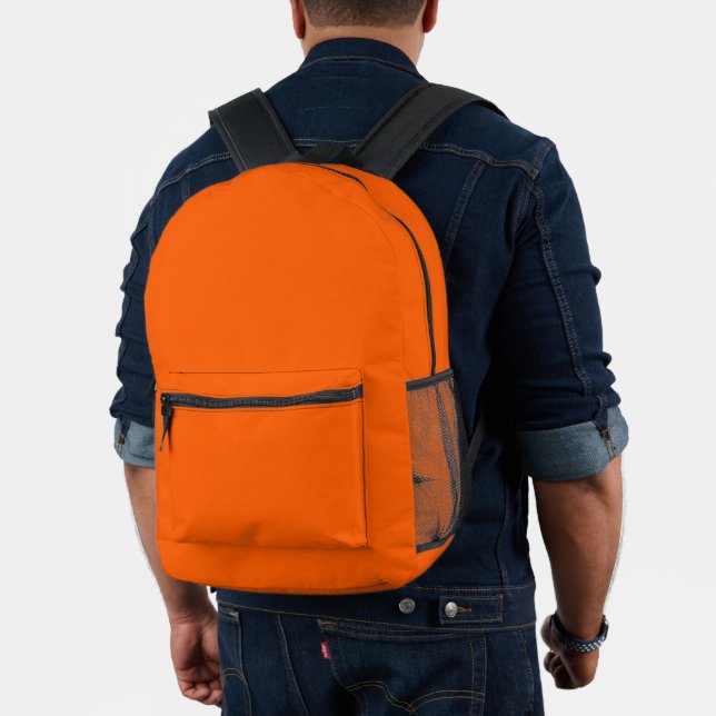 Bright True Orange Solid Colour Printed Backpack (Insitu (Model))