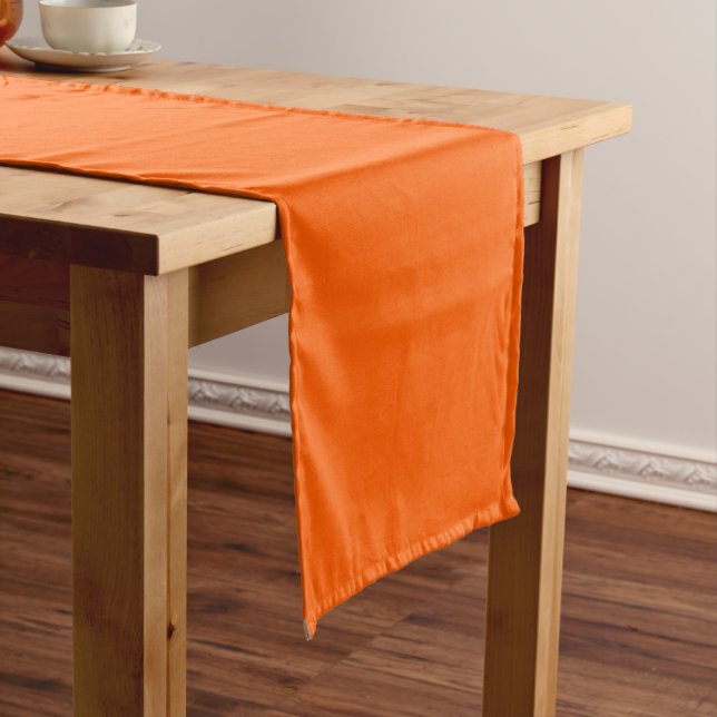 Bright True Orange Solid Colour Short Table Runner (In Situ)