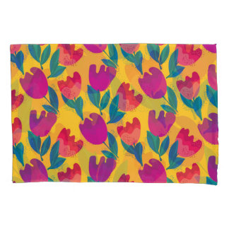Bright Tulip Flowers: Elegant Seamless Pillowcase