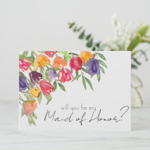 Bright Tulips and Greenery Bridal Party Proposal I Invitation