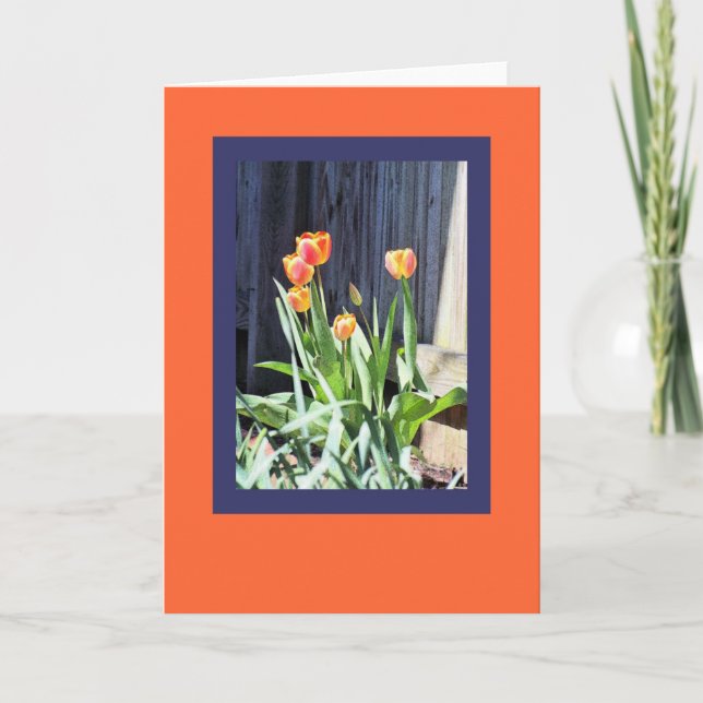 Bright tulips greeting card (Front)