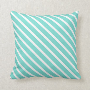 Bright Turquoise and White Stripes Cushion