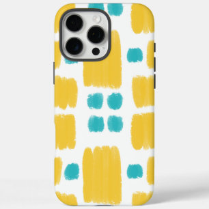 Bright Turquoise and Yellow painted shapes iPhone 16 Pro Max Case