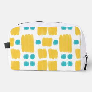 Bright Turquoise and Yellow painted shapes Dopp Kit