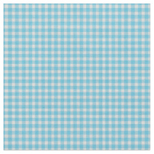 Bright Turquoise Blue Gingham Check Pattern Fabric