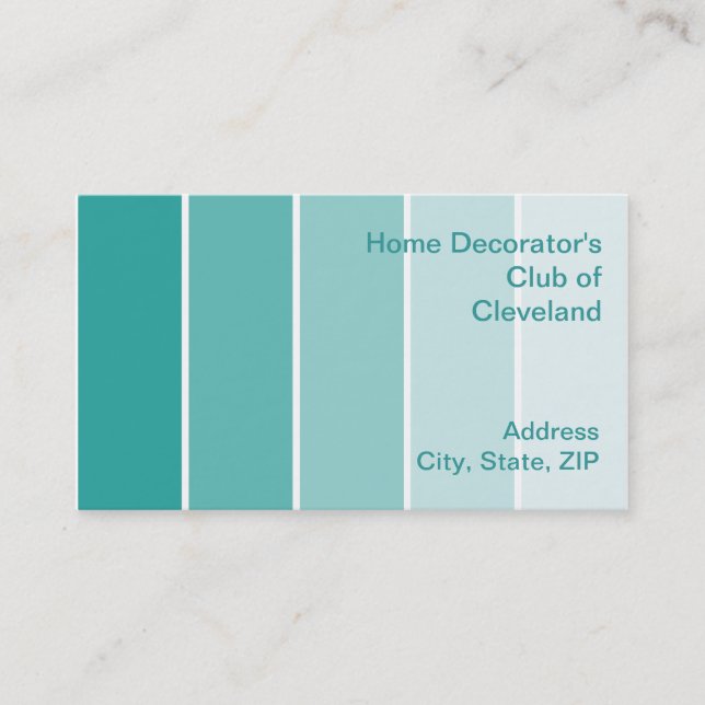 Bright Turquoise Paint Samples Business Card (Front)
