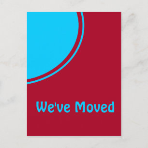 Bright turquoise red modern moving announcement postcard