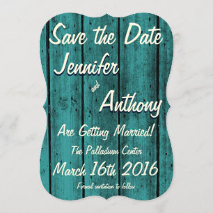 Bright Turquoise Rustic Save the Date No. 2br Invitation