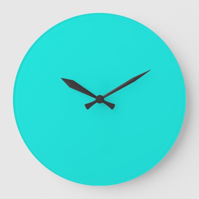 Bright Turquoise Solid Colour Large Clock (Front)