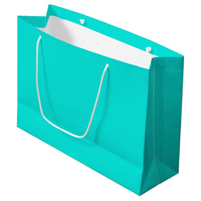 Bright Turquoise Solid Colour Large Gift Bag (Front Angled)