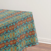 Bright Turquoise Teal Aqua Blue Orange Tribal Art