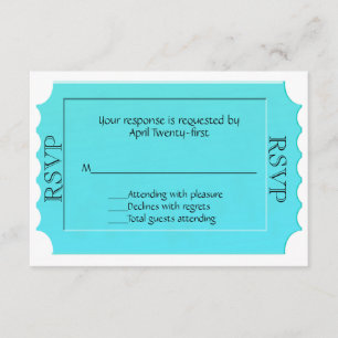 Bright Turquoise Ticket RSVP Response Card