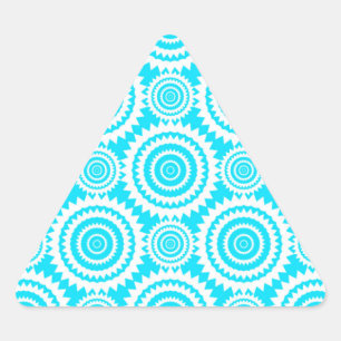 Bright Turquoise White Geometric Circles Pattern Triangle Sticker