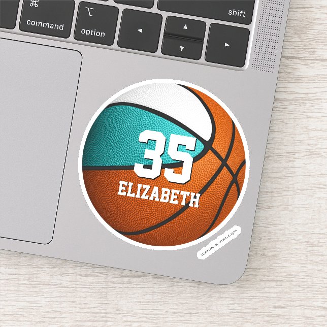  Bright turquoise white girls basketball (Detail)