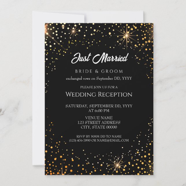 Bright twinkling lights wedding reception invitation (Front)