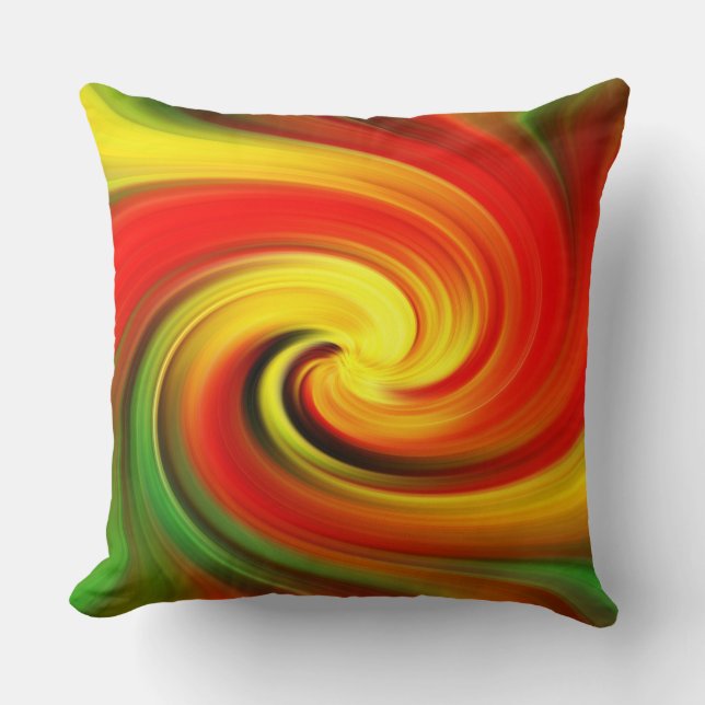 Bright twirly mix of colours cushion (Front)