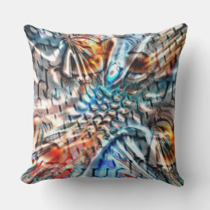 Bright, twisted coloured velvet or plumage cushion