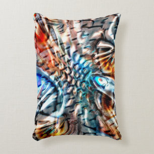 Bright, twisted coloured velvet or plumage decorative cushion