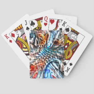 Bright, twisted coloured velvet or plumage playing cards