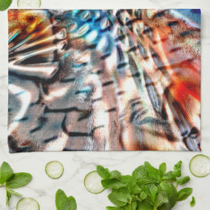Bright, twisted coloured velvet or plumage tea towel
