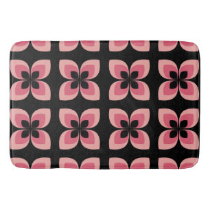 Bright Two Toned Pink Flower Pattern Bath Mat