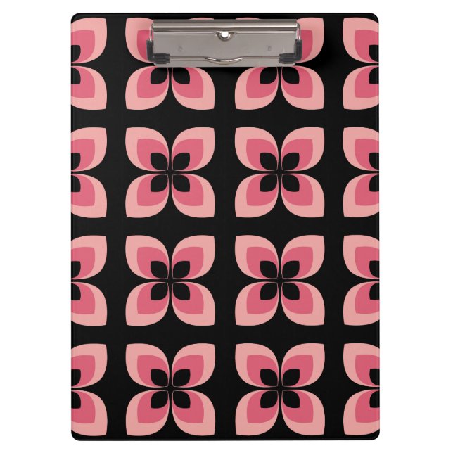 Bright Two Toned Pink Flower Pattern Clipboard (Front)