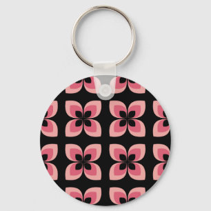 Bright Two Toned Pink Flower Pattern Key Ring