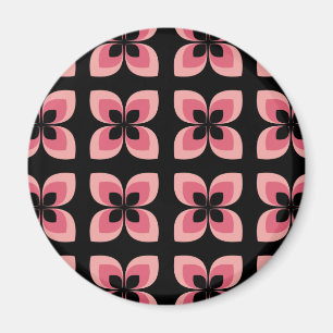 Bright Two Toned Pink Flower Pattern Magnet